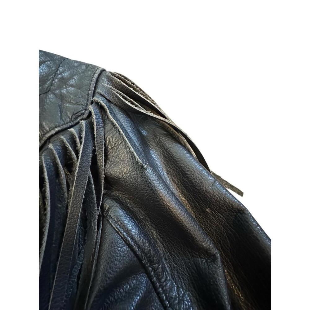 Womens Vintage Harley Davidson Black Leather Fringe Motorcycle Biker Jacket 14 - Picture 11 of 16